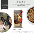 Load image into Gallery viewer, Country Pursuit Original testimonial: Dotty sits by her bowl and waits for this food!