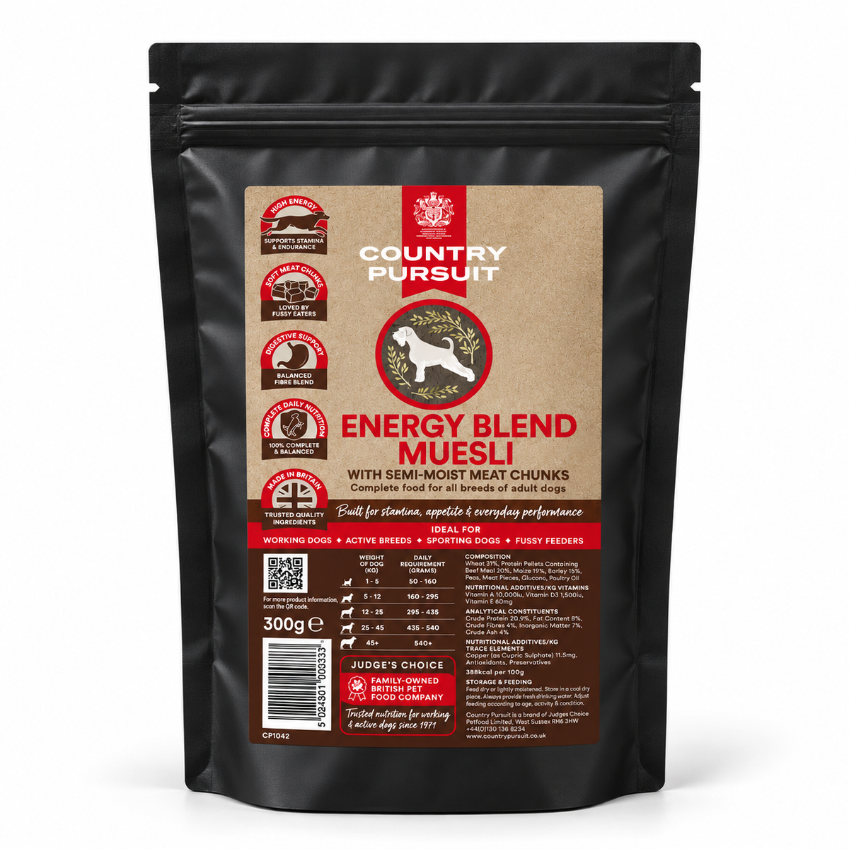 Country Pursuit Energy Blend Muesli 300g sample black pouch with updated label