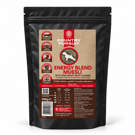 Country Pursuit Energy Blend Muesli 300g sample black pouch with updated label