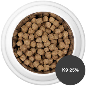 Country Pursuit K9 25% Dog Food in a bowl