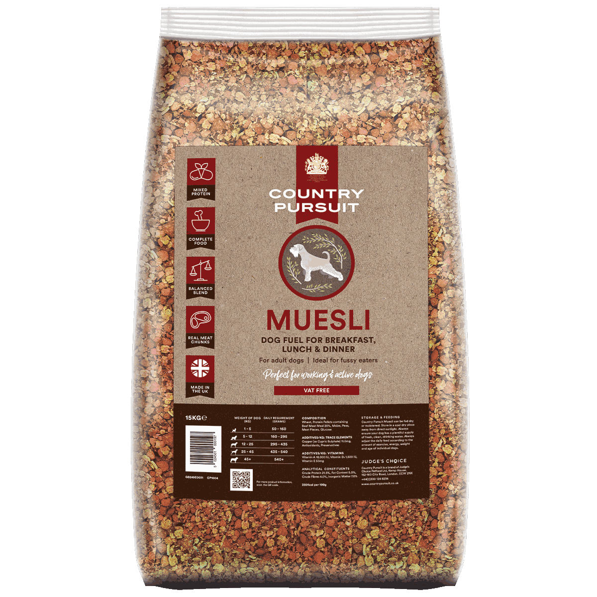Country Pursuit Muesli dog food 15kg pack shot