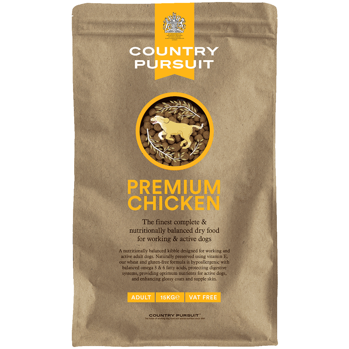 Country Pursuit Premium Chicken dog food 15kg pack shot
