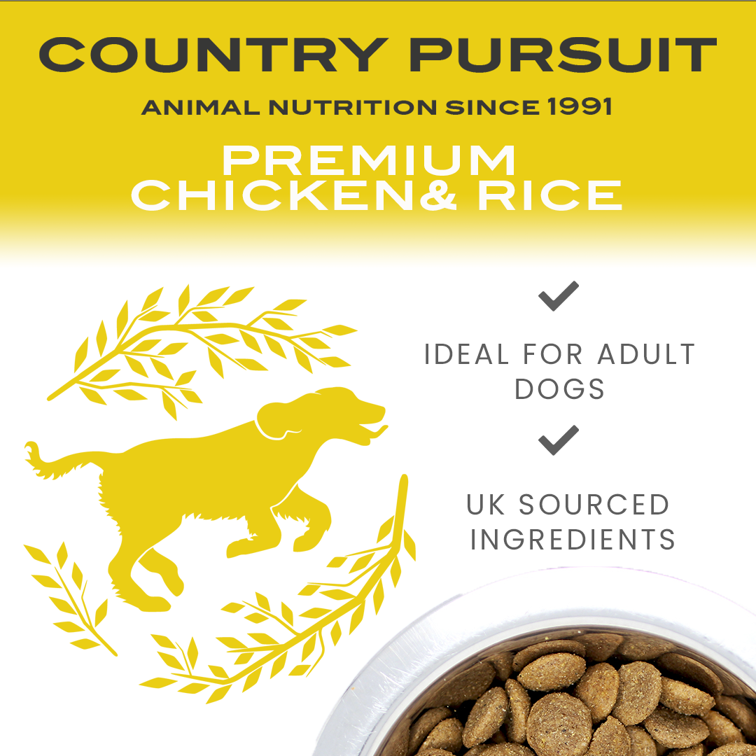 Country Pursuit Chicken & Rice ideal for adult dog, UK sourced ingredients