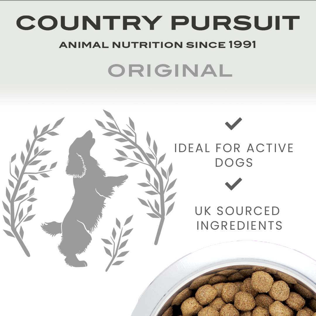 Country Pursuit Original additional points: Ideal for active dogs, UK sourced ingredients