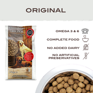 Country Pursuit Original key facts: omega 3 & 6, complete food, no added dairy. no artificial preservatives